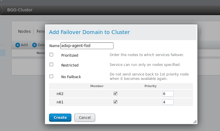 添加Failover Domain